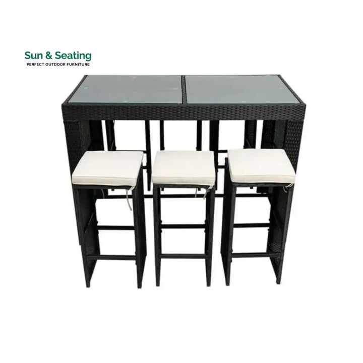 Ayana 7-Piece Outdoor Rattan Wicker Bar Set with Glass Top Table Bar Set