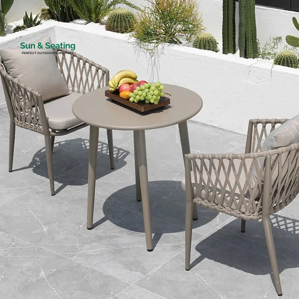 Ayla Outdoor Patio Seating Set 2 Chairs and 1 Table Set (Beige) Coffee Table Sets