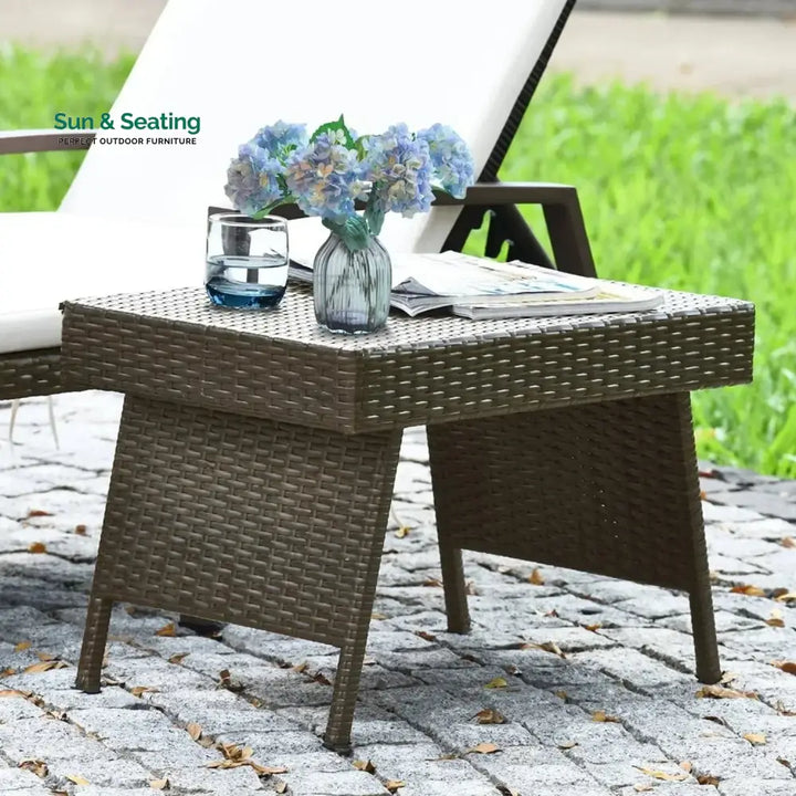 Ayotunde Outdoor Rattan Wicker Foldable Table Table