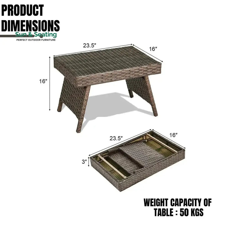 Ayotunde Outdoor Rattan Wicker Foldable Table Table
