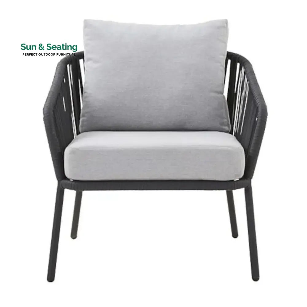 Azalea 4-Piece Outdoor Rope Patio Sofa Set (Black &amp; Off-White) Sofa Set