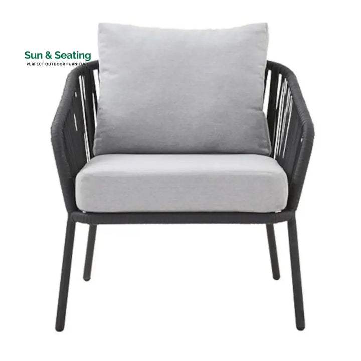 Azalea 4-Piece Outdoor Rope Patio Sofa Set (Black &amp; Off-White) Sofa Set