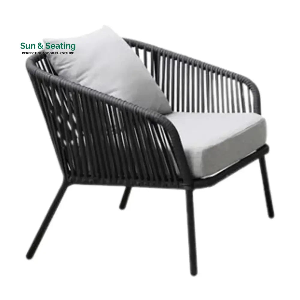Azalea 4-Piece Outdoor Rope Patio Sofa Set (Black &amp; Off-White) Sofa Set
