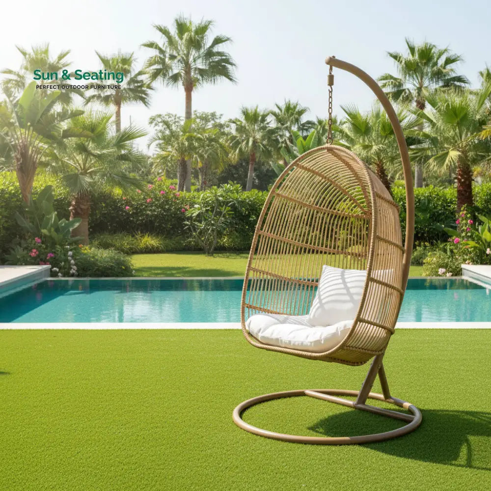 Azzolino Single Seater Hanging Swing With Stand For Balcony Garden Swing (Honey) Swings