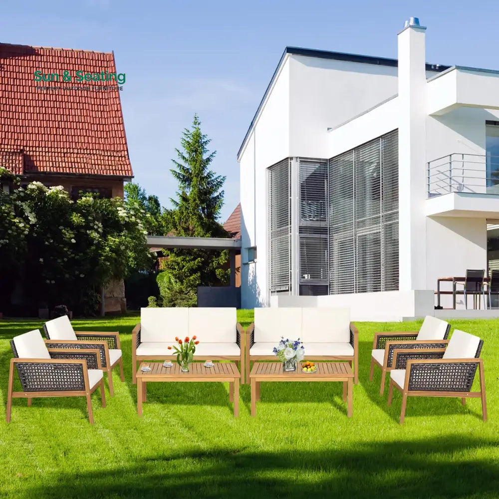 Baaz Outdoor Garden Balcony Sofa Set 2 Double Seater 4 Single seater 2 Double seater With 2 Center Table Set (Brown