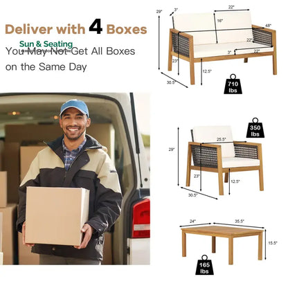 Baaz Outdoor Garden Balcony Sofa Set 2 Double Seater 4 Single seater 2 Double seater With 2 Center Table Set (Brown