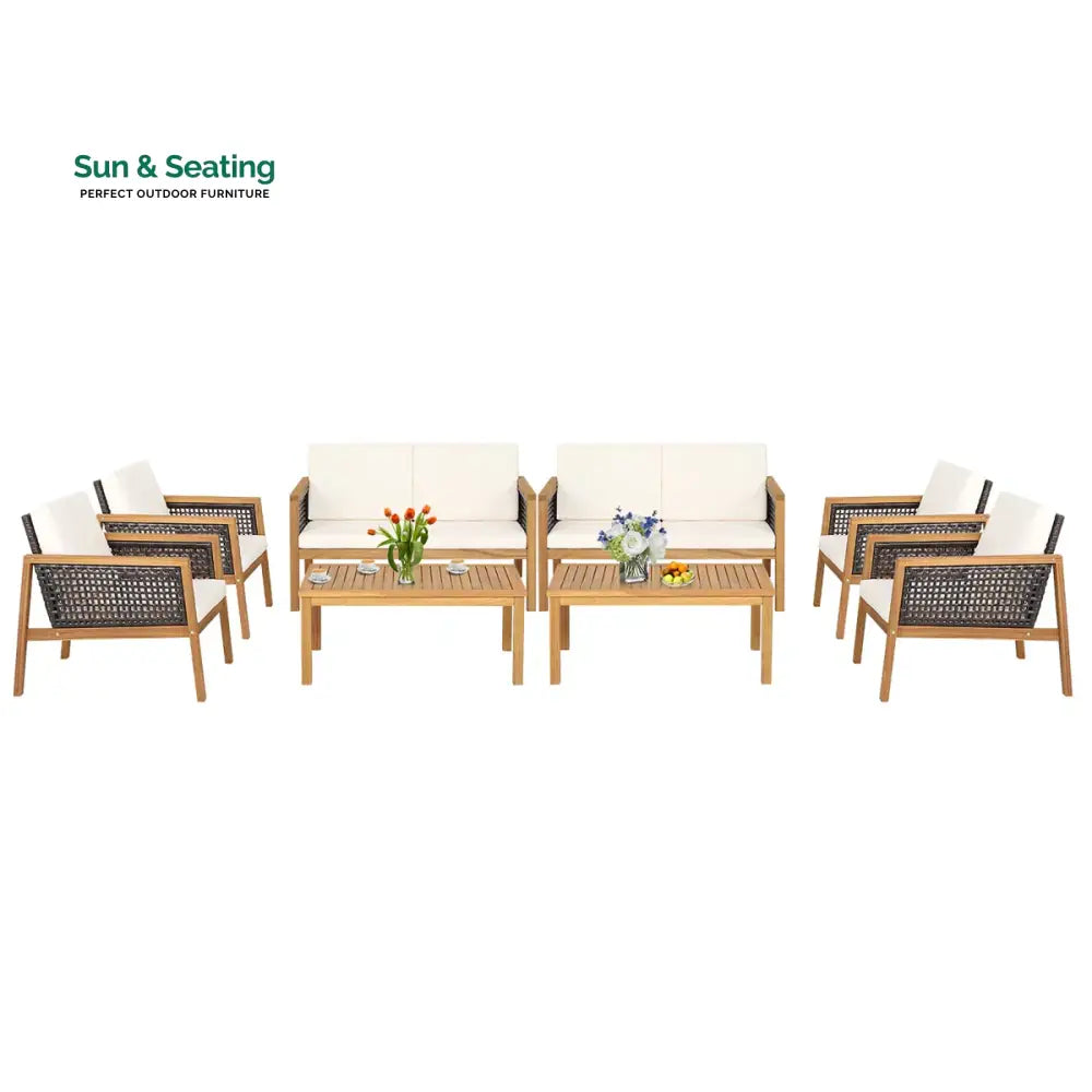 Baaz Outdoor Garden Balcony Sofa Set 2 Double Seater 4 Single seater 2 Double seater With 2 Center Table Set (Brown