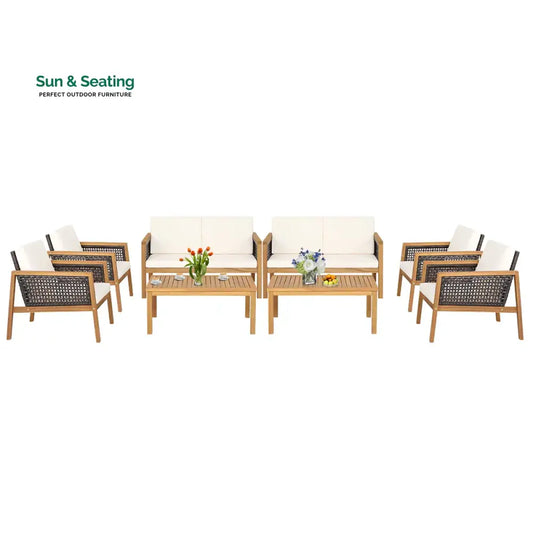 Baaz Outdoor Garden Balcony Sofa Set 2 Double Seater 4 Single seater 2 Double seater With 2 Center Table Set (Brown