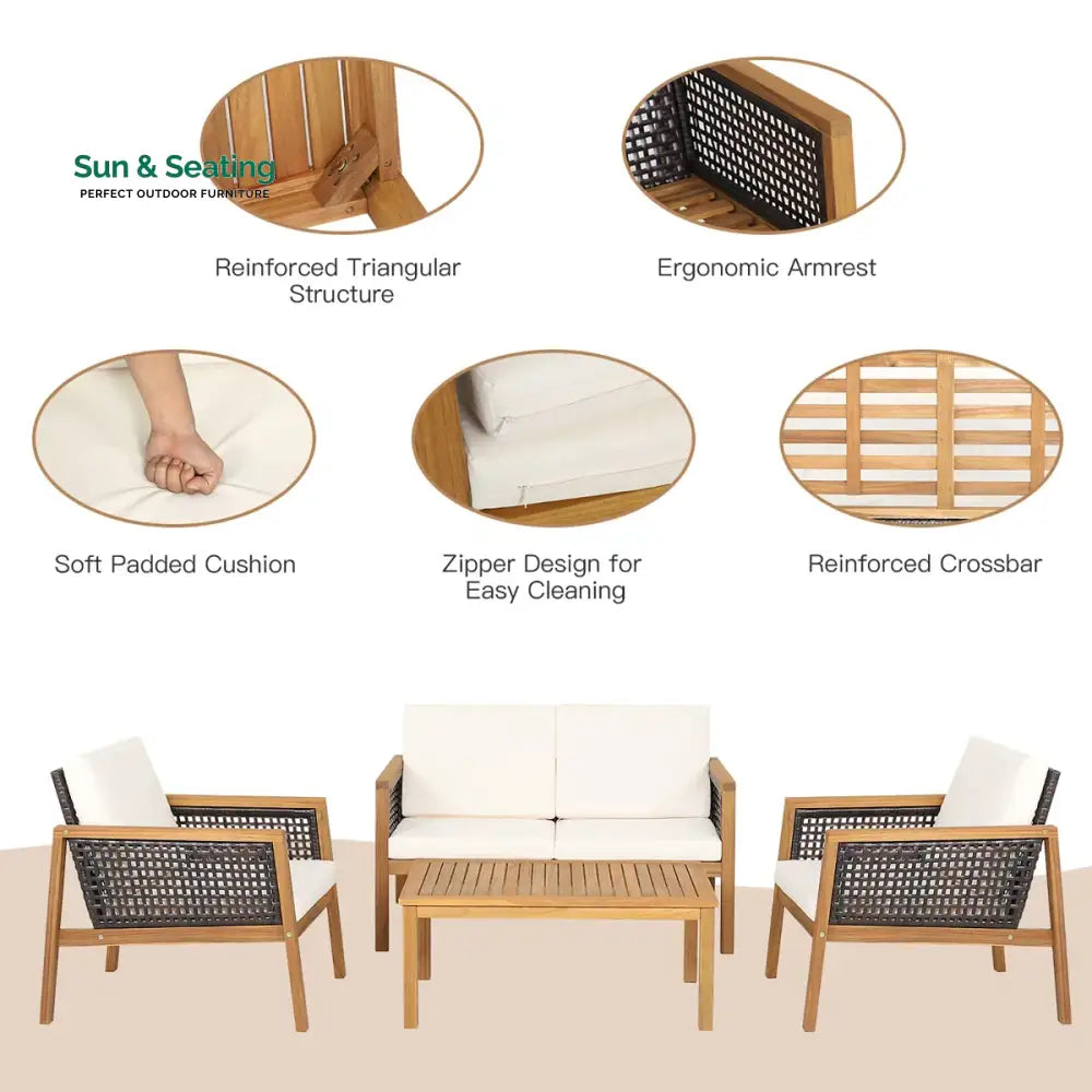 Baaz Outdoor Garden Balcony Sofa Set 2 Double Seater 4 Single seater 2 Double seater With 2 Center Table Set (Brown