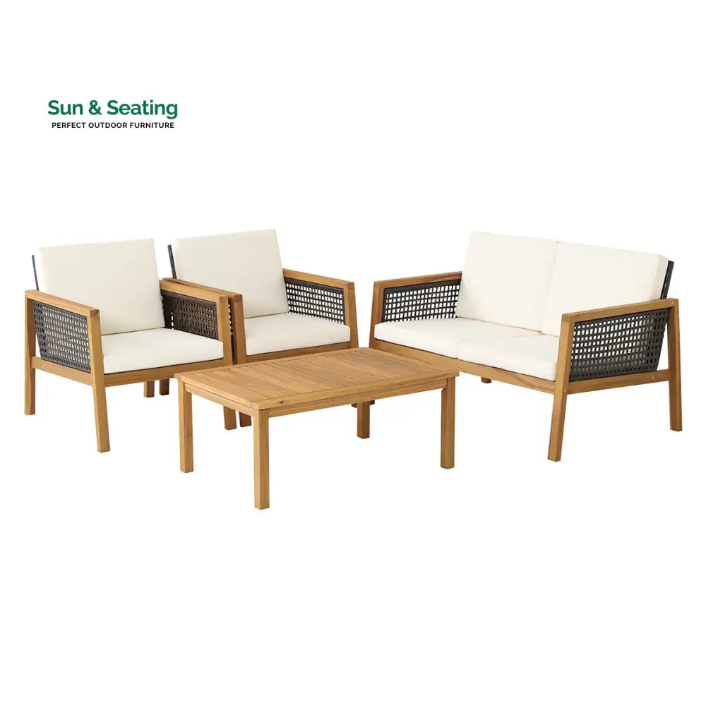 Baaz Outdoor Garden Balcony Sofa Set 2 Double Seater 4 Single seater 2 Double seater With 2 Center Table Set (Brown