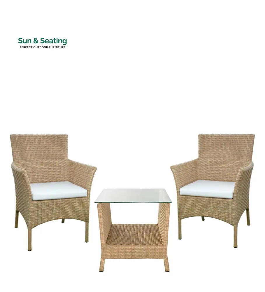 Babai Outdoor Patio Seating Set 2 Chairs and 1 Table Set (Cream) Coffee Table Sets