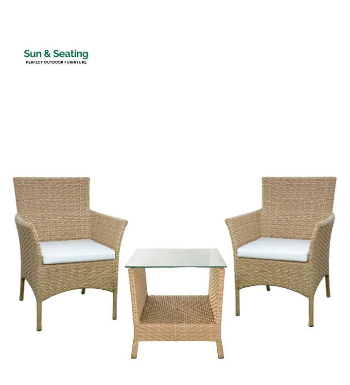 Babai Outdoor Patio Seating Set 2 Chairs and 1 Table Set (Cream) Coffee Table Sets