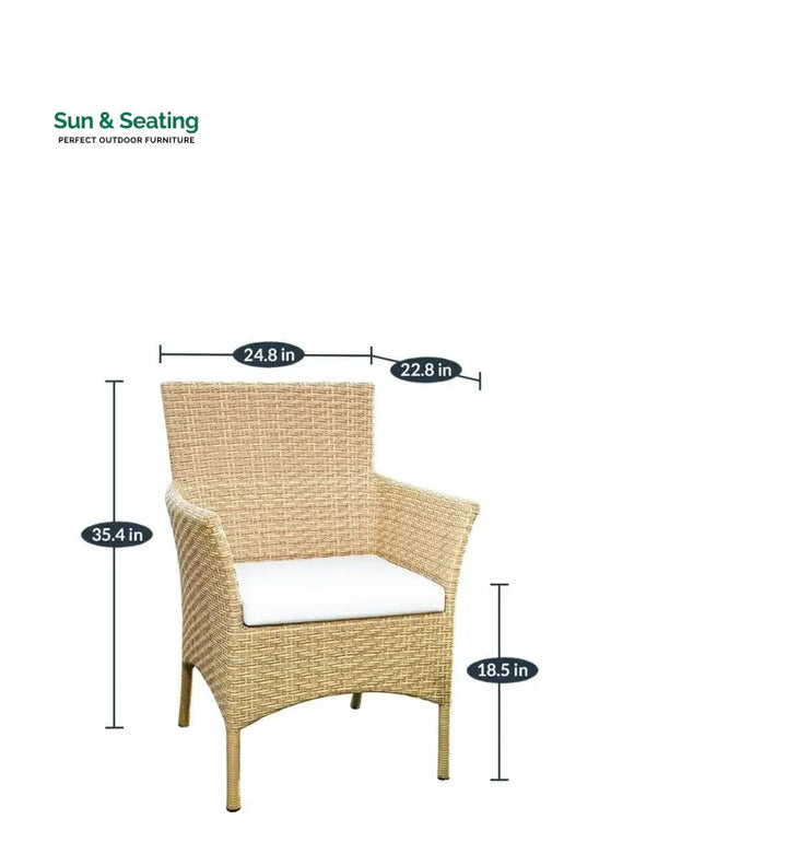 Babai Outdoor Patio Seating Set 2 Chairs and 1 Table Set (Cream) Coffee Table Sets