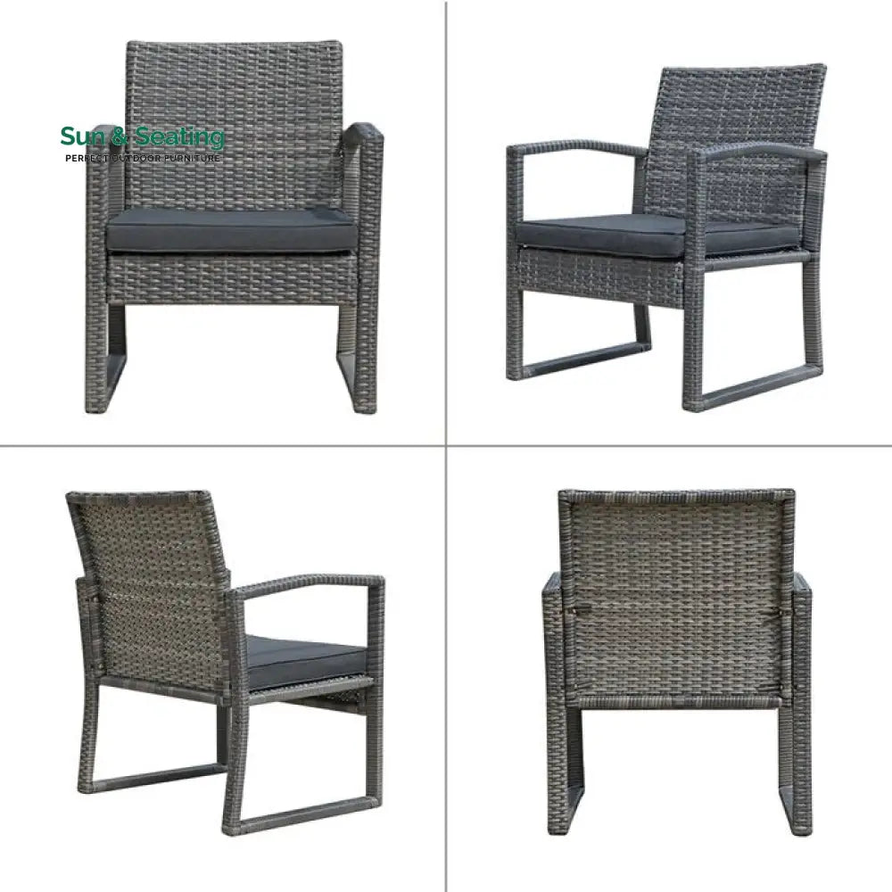 Babun Outdoor Patio Seating Set 2 Chairs and 1 Table Set (Grey) Coffee Table Sets