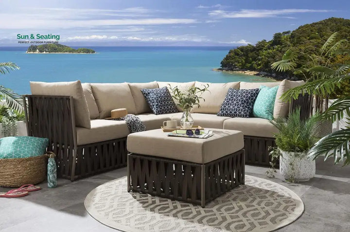Balan Outdoor Sofa Set 5 Seater and 1 Ottoman Set (Brown) Sofa Sets
