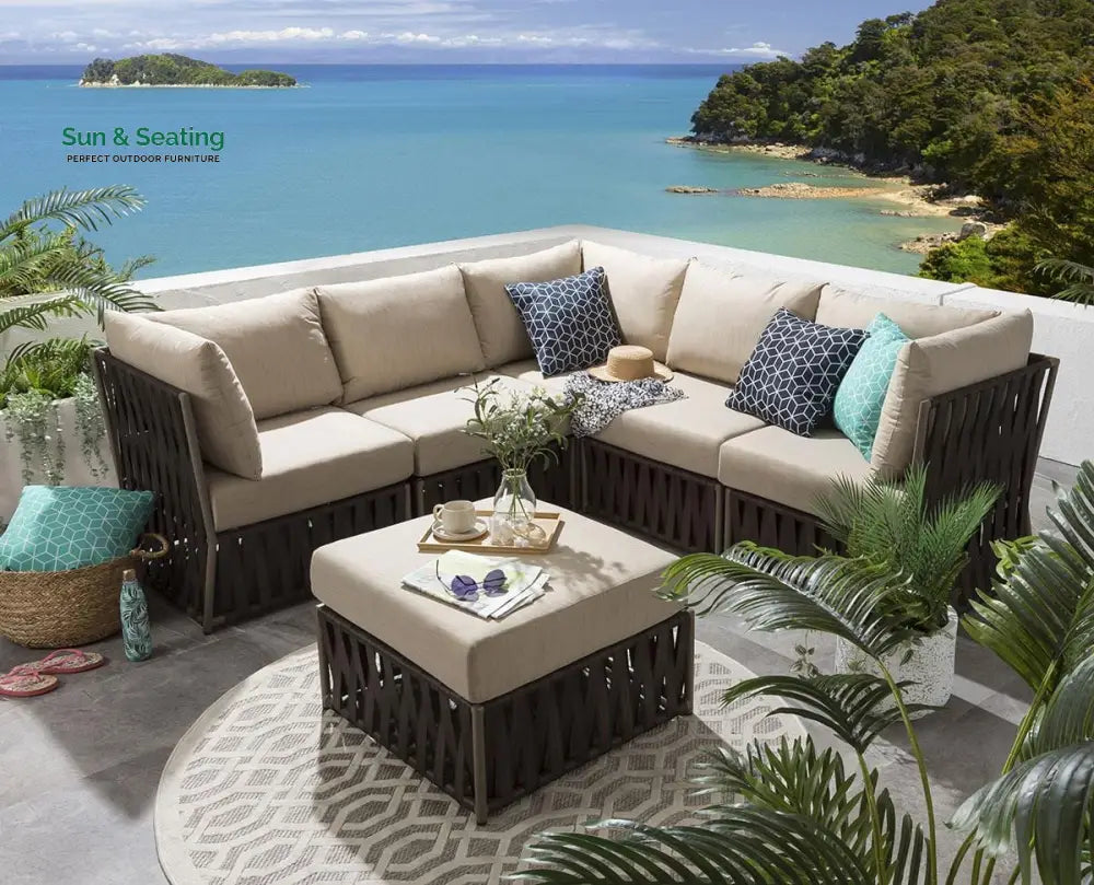 Balan Outdoor Sofa Set 5 Seater and 1 Ottoman Set (Brown) Sofa Sets