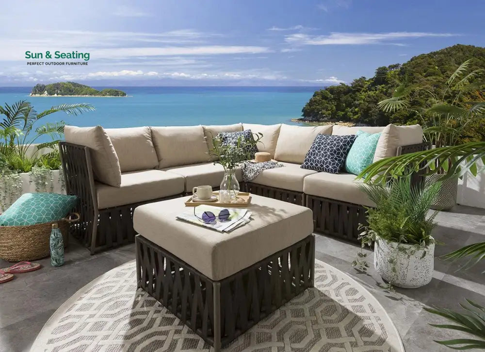 Balan Outdoor Sofa Set 5 Seater and 1 Ottoman Set (Brown) Sofa Sets