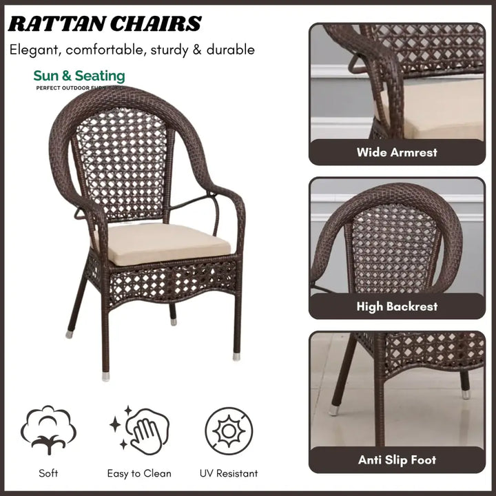 Balqis Outdoor All-Weather Resistant Rattan Wicker 5-Piece Dining Set Dining Set