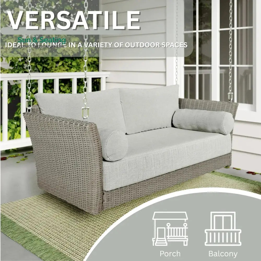 Banke Outdoor Rattan Wicker Hanging Swing Chair with Cushion Swing