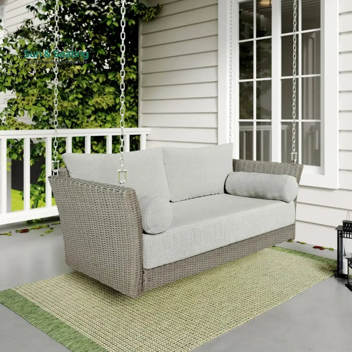 Banke Outdoor Rattan Wicker Hanging Swing Chair with Cushion Swing