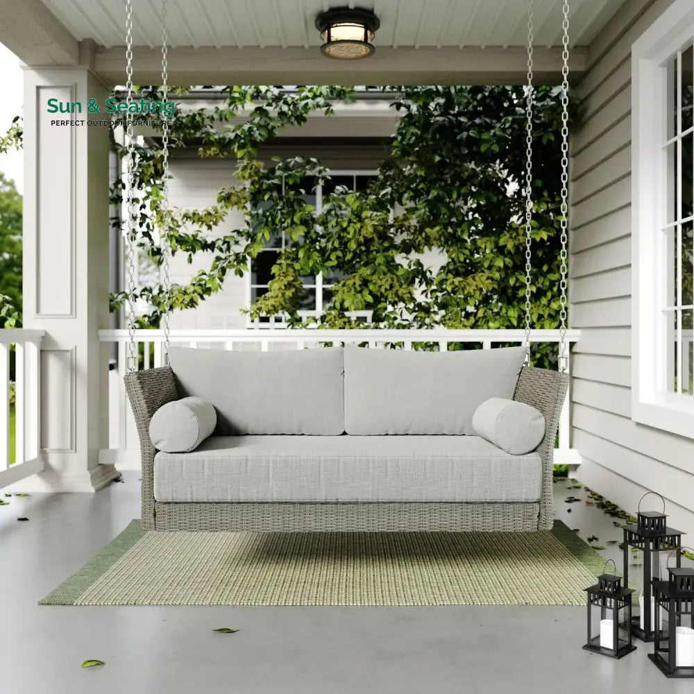 Banke Outdoor Rattan Wicker Hanging Swing Chair with Cushion Swing