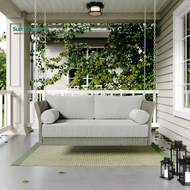 Banke Outdoor Rattan Wicker Hanging Swing Chair with Cushion Swing