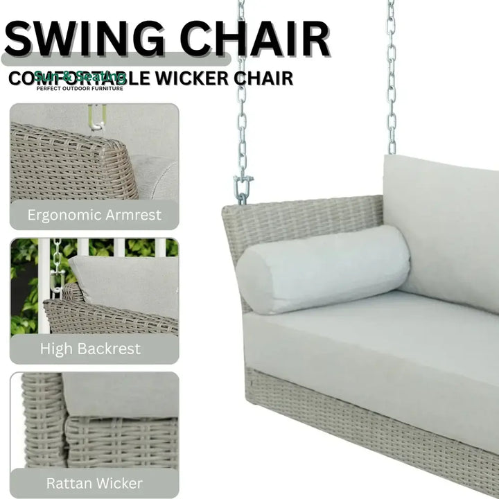 Banke Outdoor Rattan Wicker Hanging Swing Chair with Cushion Swing