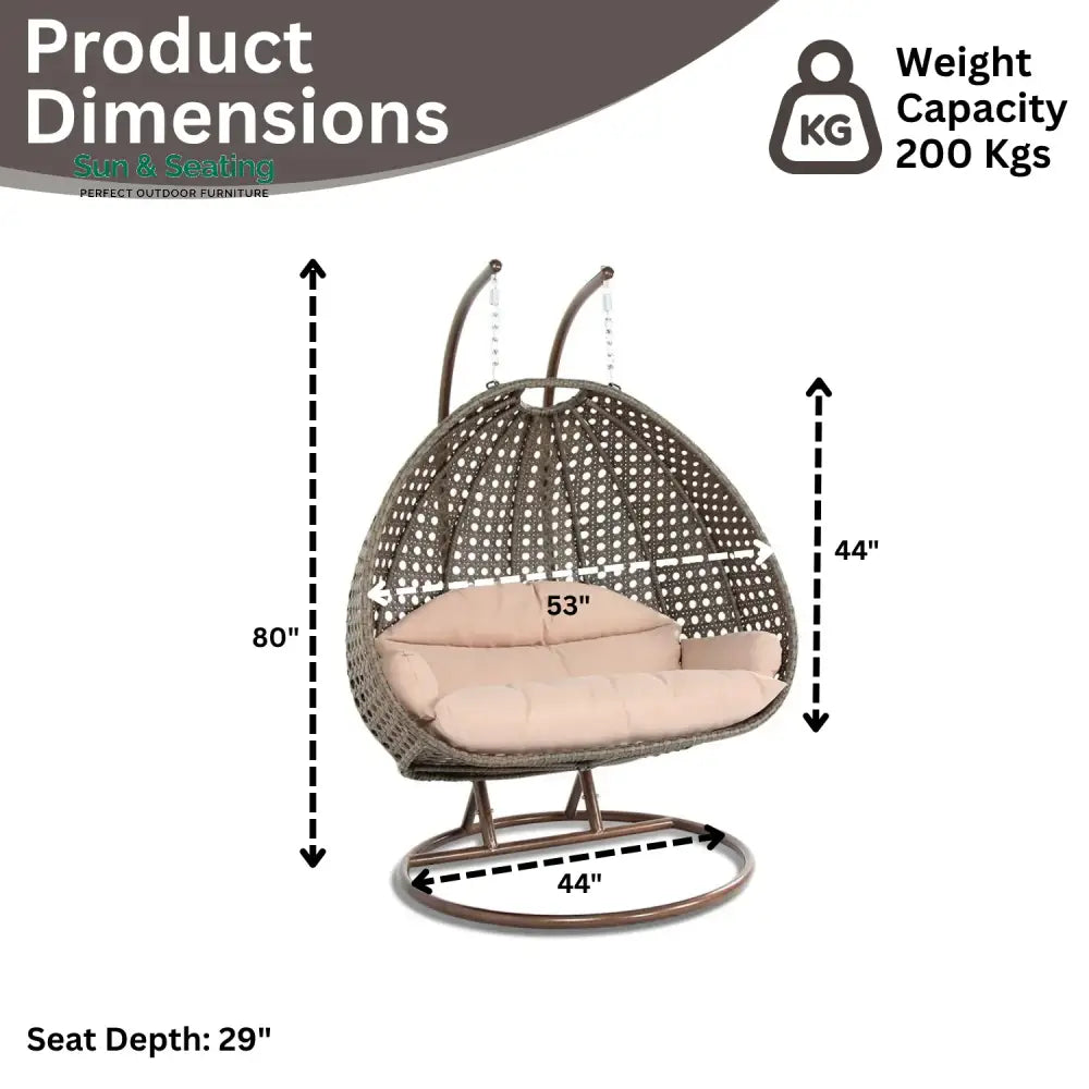 Baozhai Double Seater Hanging Swing Chair (Dark Brown/Cream) Swing