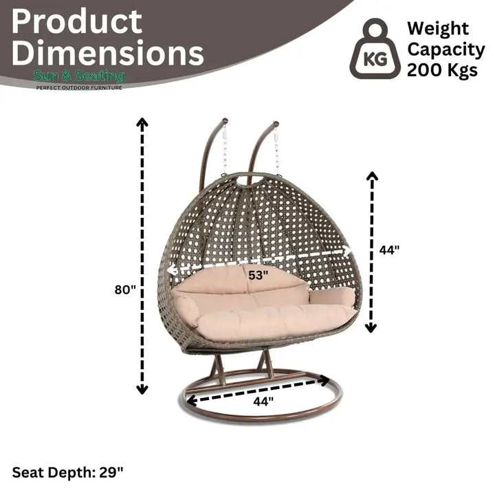 Baozhai Double Seater Hanging Swing Chair (Dark Brown/Cream) Swing