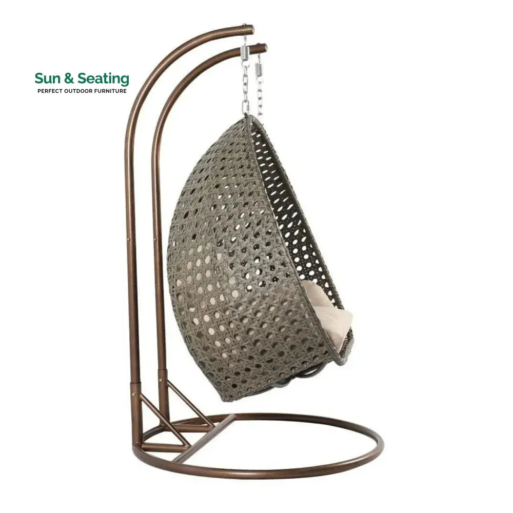 Baozhai Double Seater Hanging Swing Chair (Dark Brown/Cream) Swing