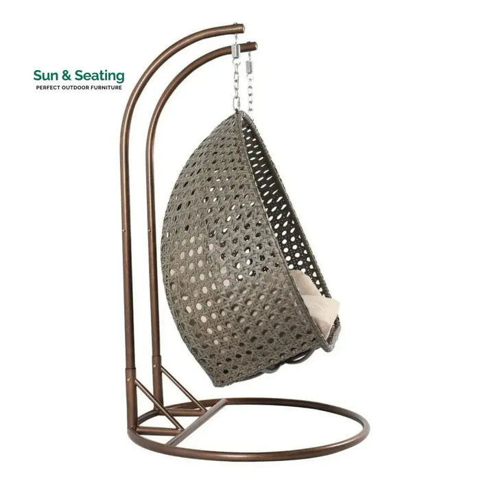 Baozhai Double Seater Hanging Swing Chair (Dark Brown/Cream) Swing