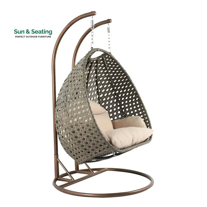 Baozhai Double Seater Hanging Swing Chair (Dark Brown/Cream) Swing