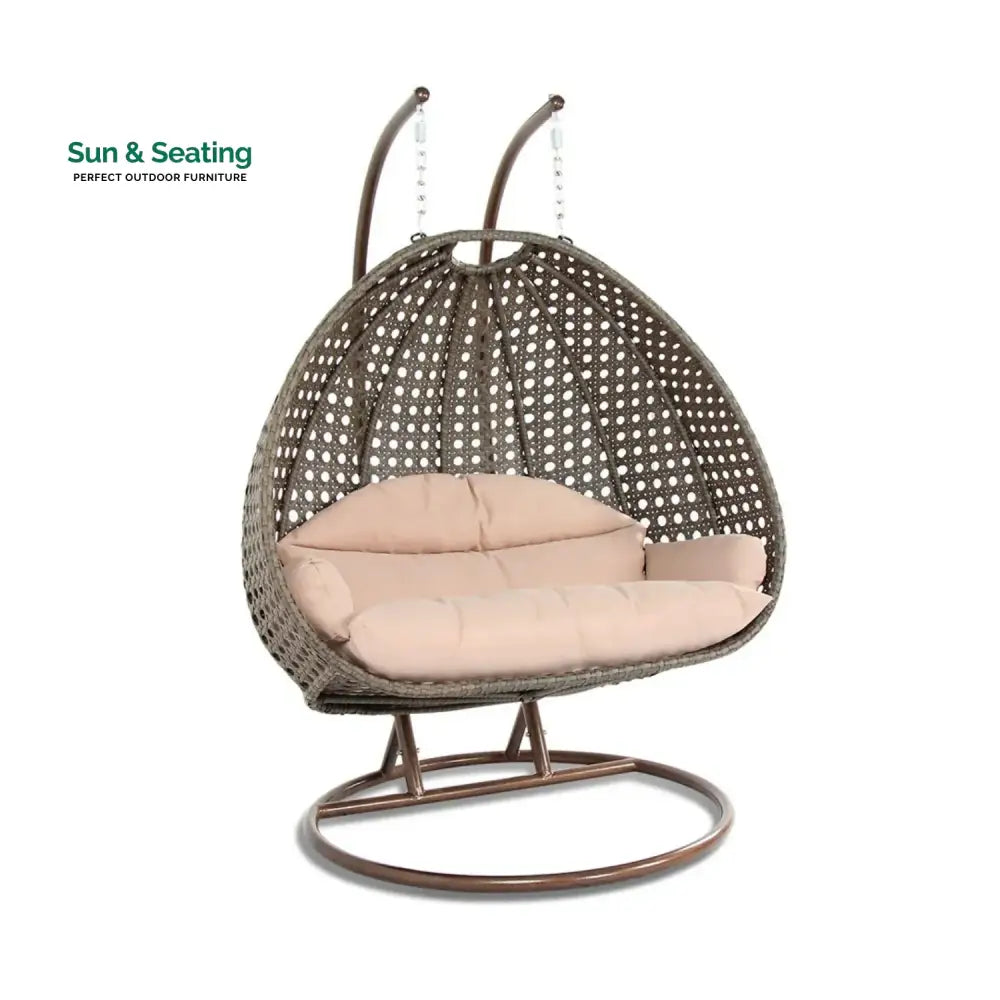 Baozhai Double Seater Hanging Swing Chair (Dark Brown/Cream) Swing