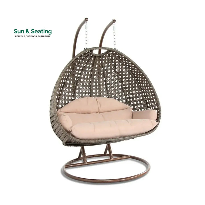 Baozhai Double Seater Hanging Swing Chair (Dark Brown/Cream) Swing