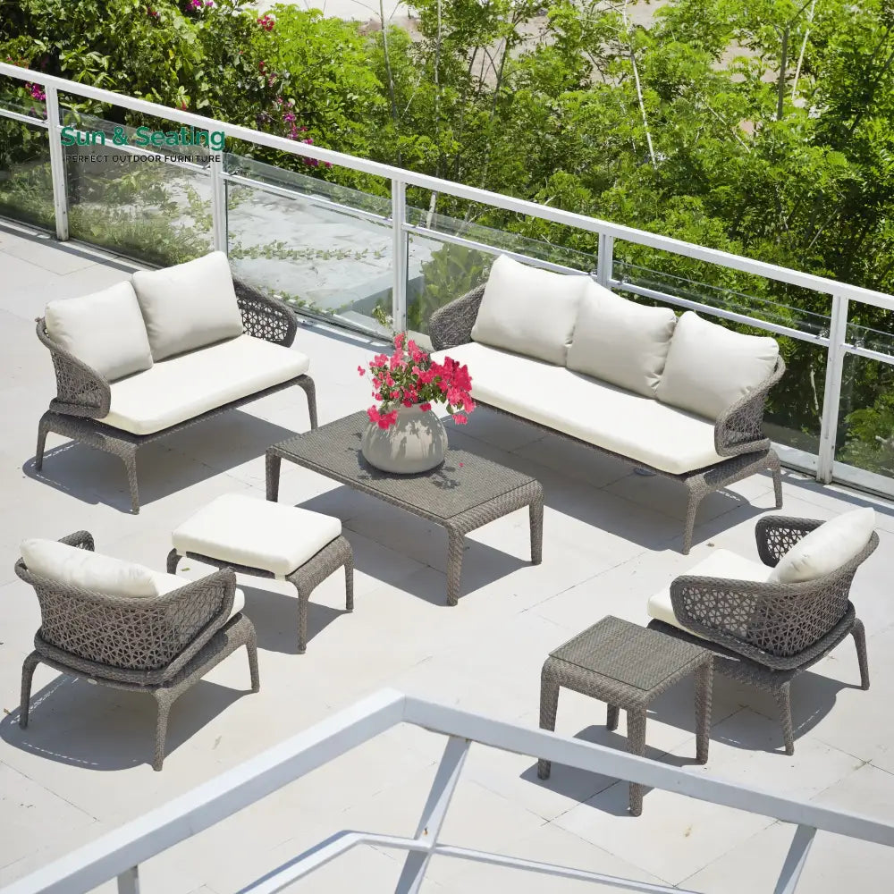 Bart Outdoor Garden Balcony Sofa Set 3 Seater 2 Seater,2 Single Seater and 1 Center Table With 1 Side Table and 1