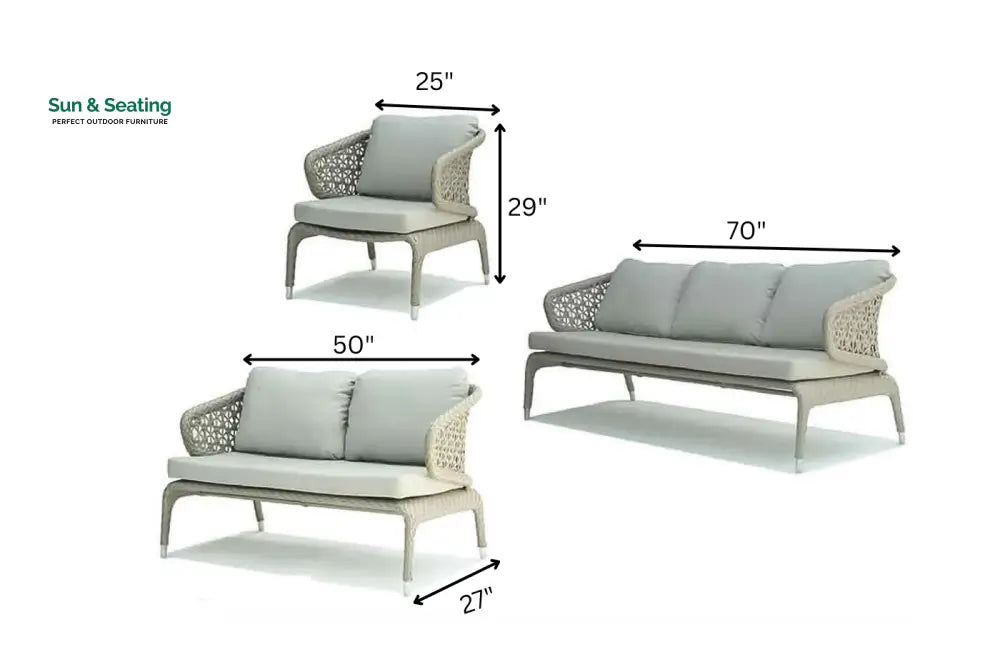 Bart Outdoor Garden Balcony Sofa Set 3 Seater 2 Seater,2 Single Seater and 1 Center Table With 1 Side Table and 1