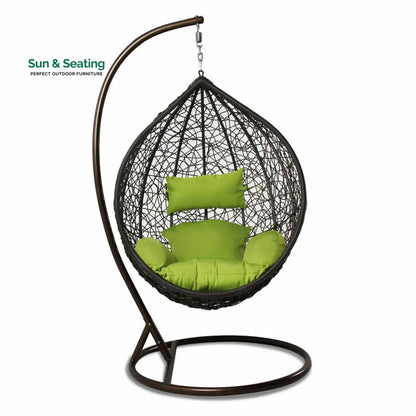 Bartolomeo Single Seater Hanging Swing With Stand For Balcony Garden Swing (Dark Brown) Swings