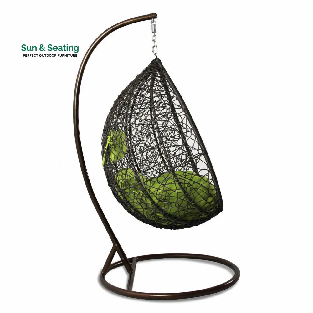 Bartolomeo Single Seater Hanging Swing With Stand For Balcony Garden Swing (Dark Brown) Swings