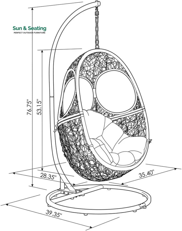 Basilio Single Seater Hanging Swing With Stand For Balcony Garden Swing Swings