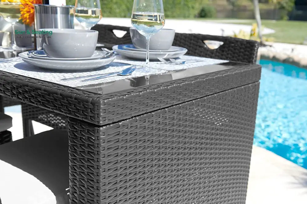 Battista Outdoor Patio Bar Sets 6 Chairs and 1 Table (Black) Bar Sets