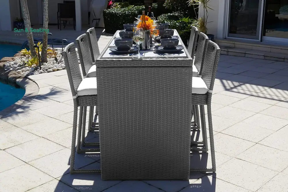Battista Outdoor Patio Bar Sets 6 Chairs and 1 Table (Black) Bar Sets