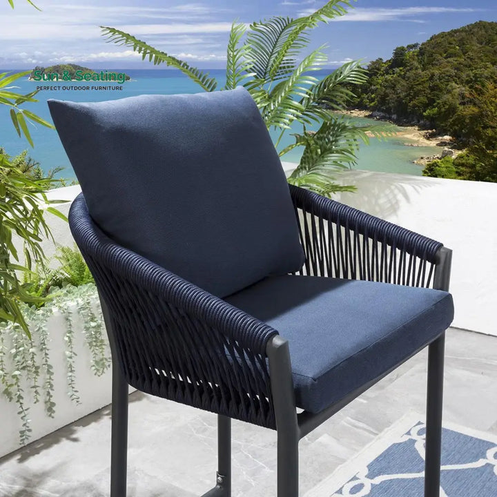 Beatriz Outdoor Patio Bar Set 2 Chairs and 1 Table Set Braided &amp; Rope Bar Sets