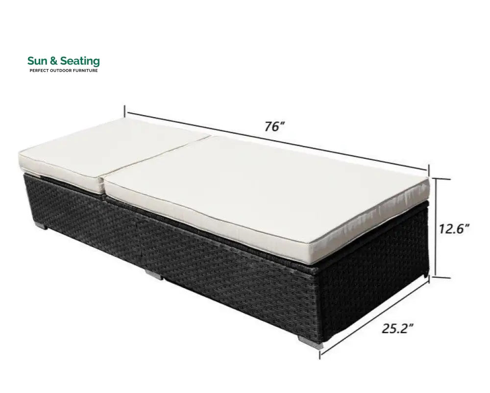 Begin Outdoor Swimming Poolside Lounger (Set of 2) With Side Table (Black) Loungers