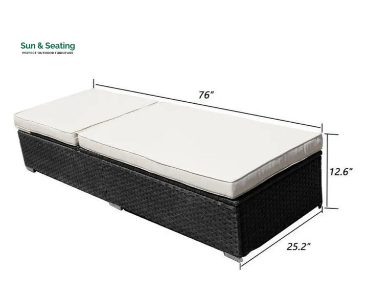 Begin Outdoor Swimming Poolside Lounger (Set of 2) With Side Table (Black) Loungers