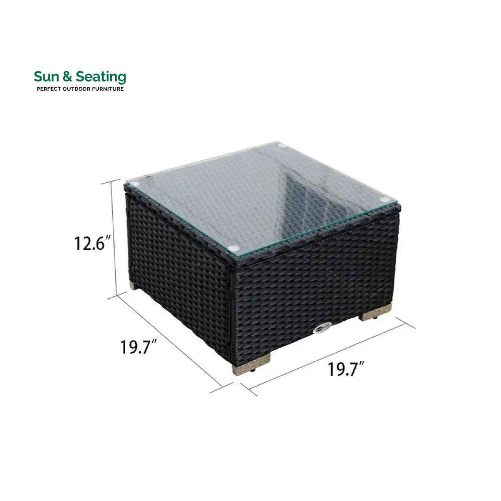 Begin Outdoor Swimming Poolside Lounger (Set of 2) With Side Table (Black) Loungers