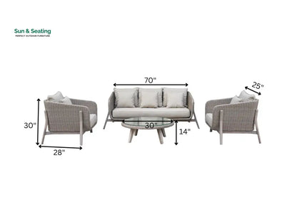 Belinda Outdoor Garden Balcony Sofa Set 3 Seater 2 Single Seater and 1 Center Table Set (Grey) Sofa Sets