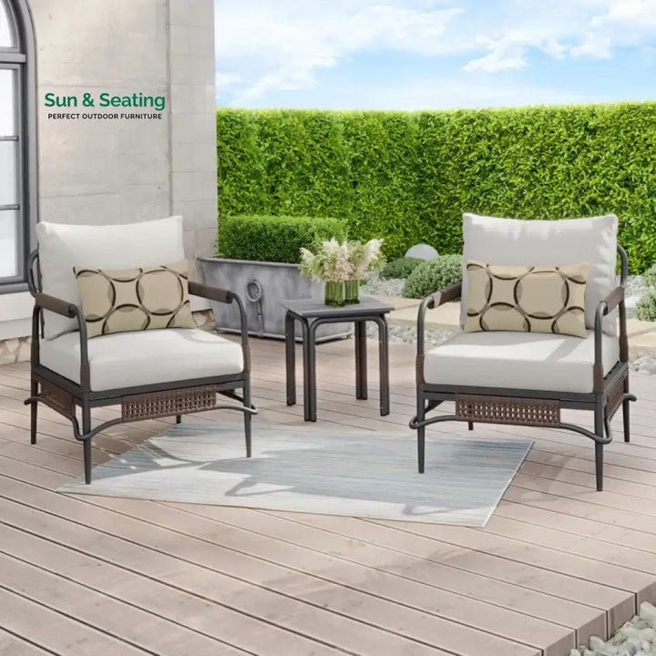 Belinda Outdoor Patio Seating Set 2 Chairs and 1 Table Set (Dark Brown) Coffee Table Sets