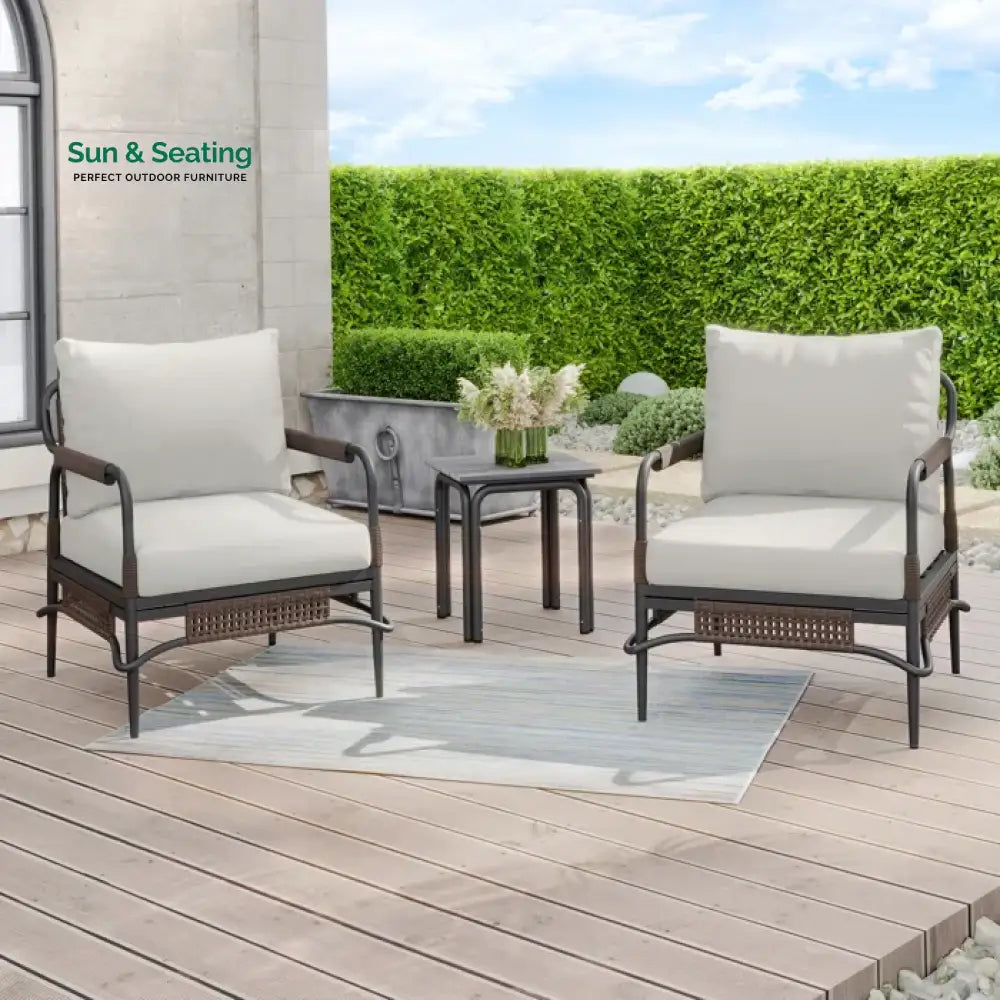 Belinda Outdoor Patio Seating Set 2 Chairs and 1 Table Set (Dark Brown) Coffee Table Sets