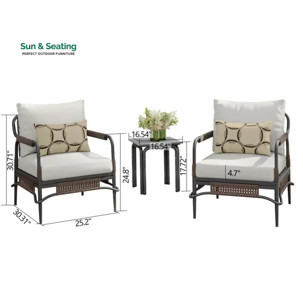 Belinda Outdoor Patio Seating Set 2 Chairs and 1 Table Set (Dark Brown) Coffee Table Sets