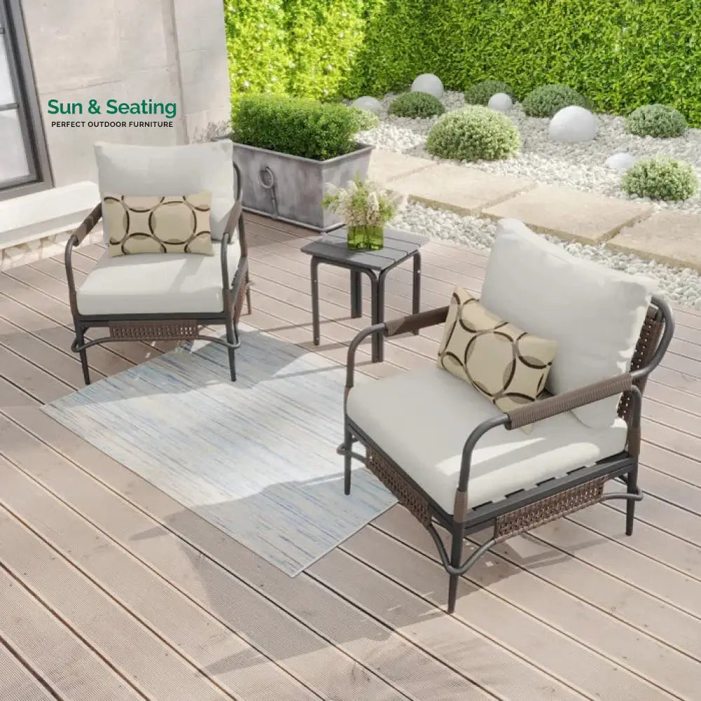 Belinda Outdoor Patio Seating Set 2 Chairs and 1 Table Set (Dark Brown) Coffee Table Sets